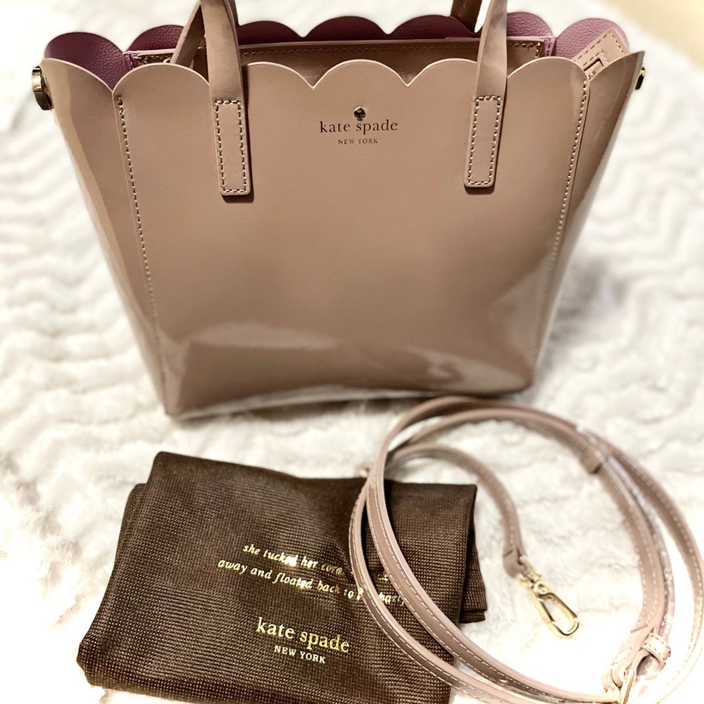 Kate Spade Margy lily Avenue patent leather tote in Porcini/Rose Taupe color